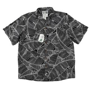 Makani Hawaii Shirt Mens Medium Black White Geometric Button Up Cotton NWT